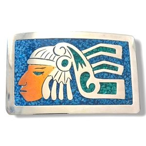 Vintage Turquoise Inlay belt buckle